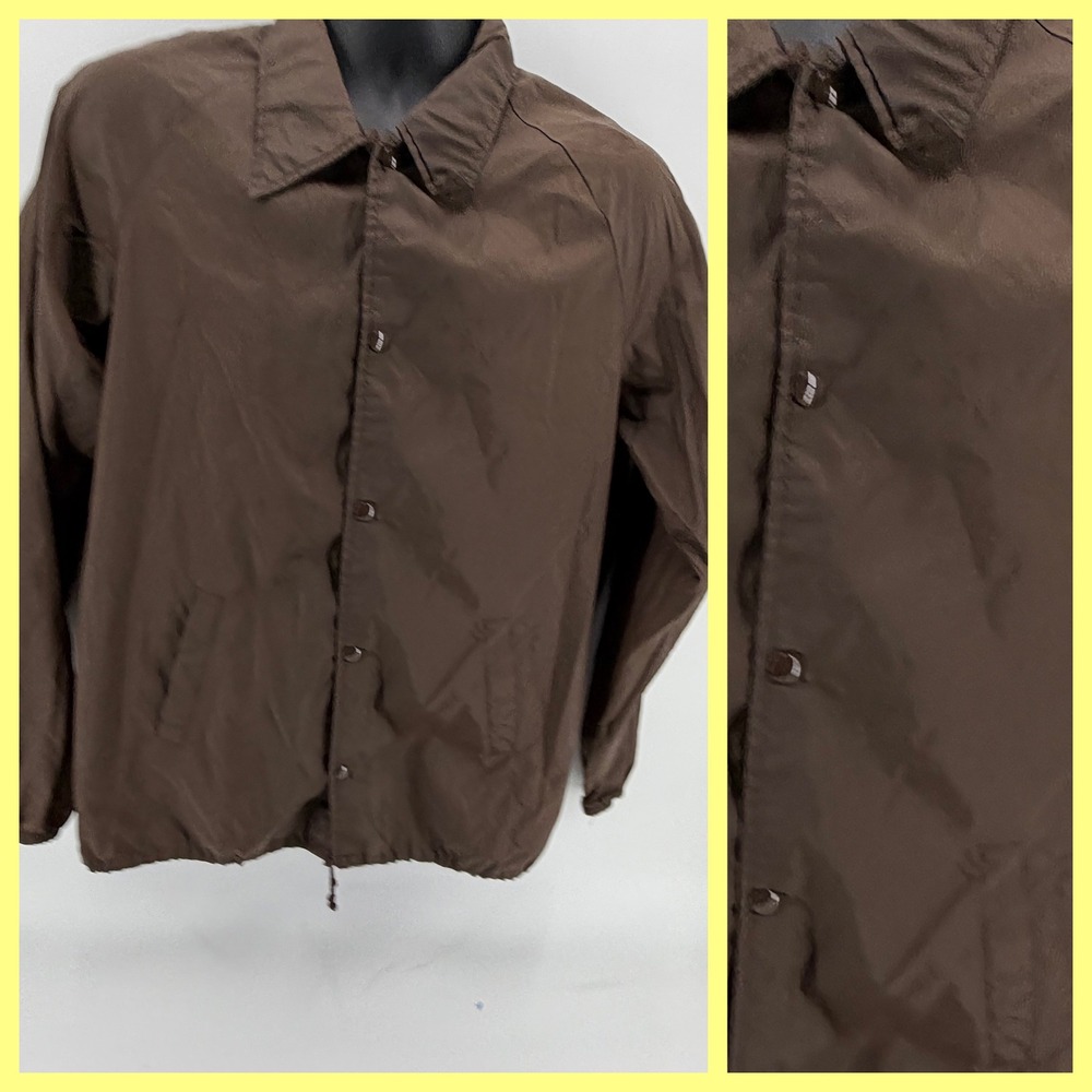 Vtg NorthField Sportswear Coaches Jacket Men's Large Brown Nylon‎ Lined 70s